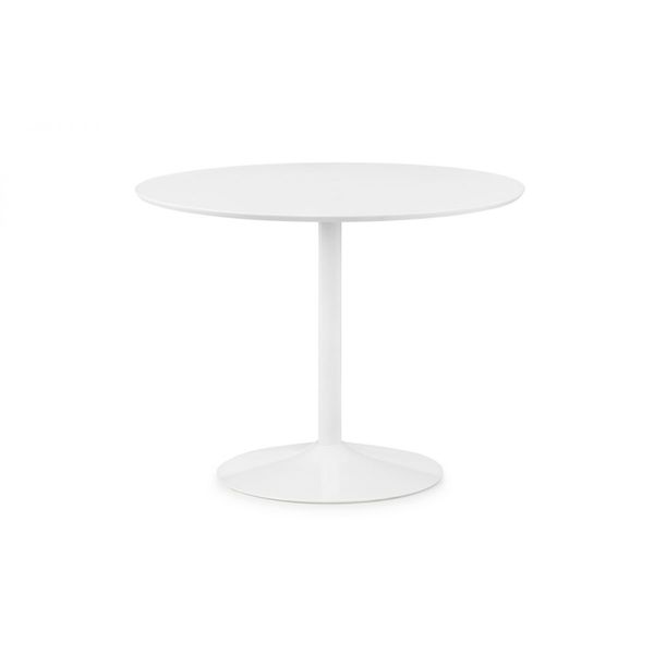 Julian Bowen, Blanco Round Table White Metal Pedestal Base