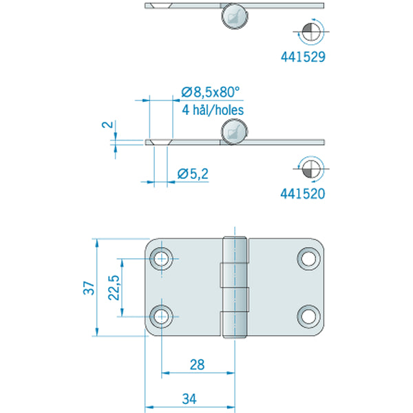 Roca Marine, Brass Hinge 57 x 38