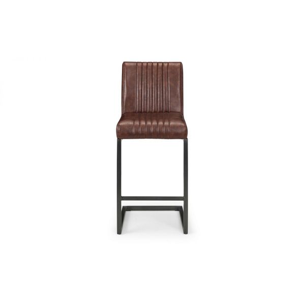 Julian Bowen, Brooklyn Bar Stool Brown Faux Leather & Gunmetal Frame