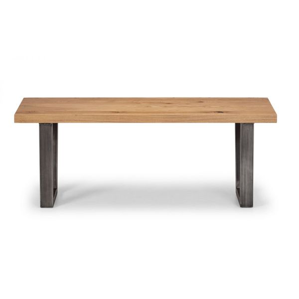 Julian Bowen, Brooklyn Bench Seat Solid Oak & Gunmetal Frame