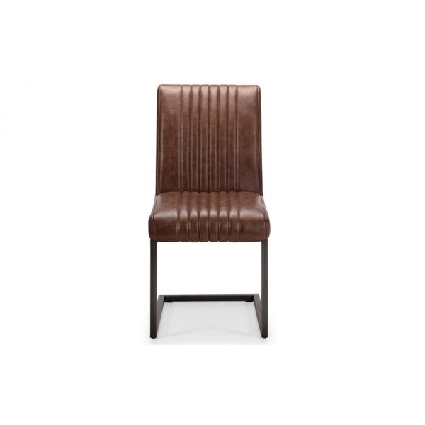 Julian Bowen, Brooklyn Dining Chair Brown Faux Leather & Gunmetal Frame