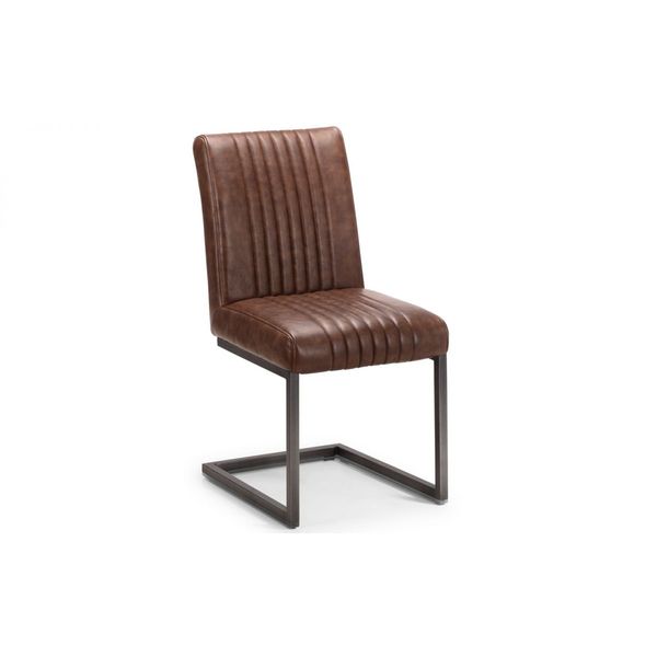 Julian Bowen, Brooklyn Dining Chair Brown Faux Leather & Gunmetal Frame