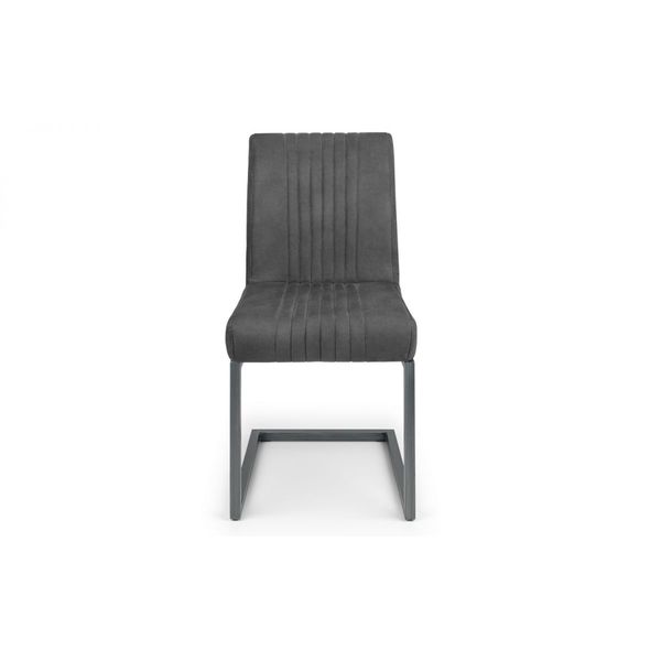 Julian Bowen, Brooklyn Dining Chair Charcoal Grey Suade & Gunmetal Frame