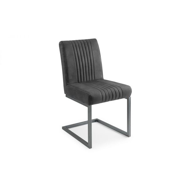 Julian Bowen, Brooklyn Dining Chair Charcoal Grey Suade & Gunmetal Frame