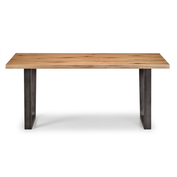 Julian Bowen, Brooklyn Dining Table Solid Oak & Gunmetal Legs