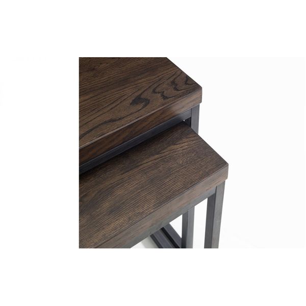 Julian Bowen, Brooklyn Nesting Lamp Tables Dark Oak & Gunmetal Frames