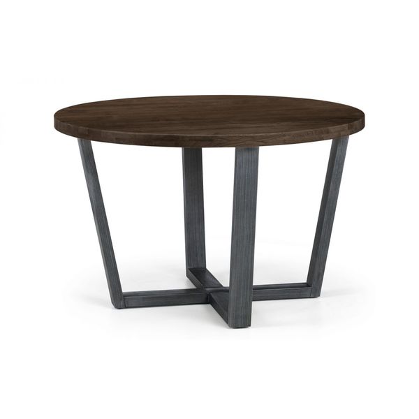 Julian Bowen, Brooklyn Round Dining Table Dark Oak & Gunmetal Trestle Legs