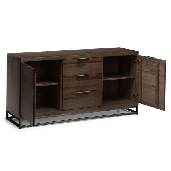 Julian Bowen, Brooklyn Sideboard Dark Oak & Gunmetal Frame