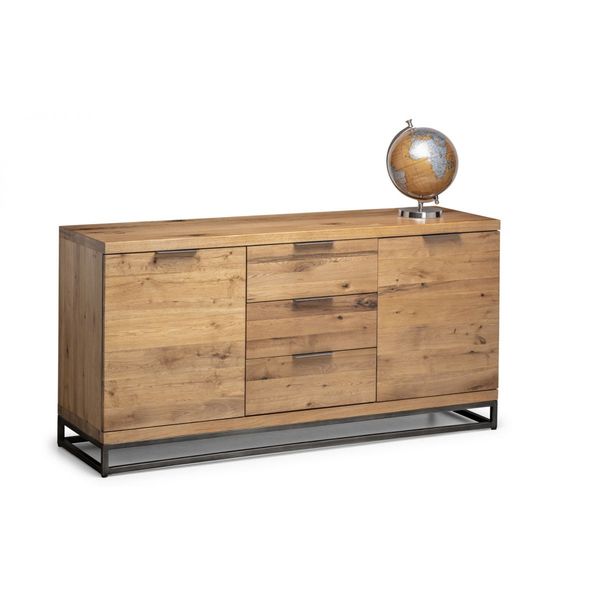 Julian Bowen, Brooklyn Sideboard Solid Oak & Gunmetal Frame