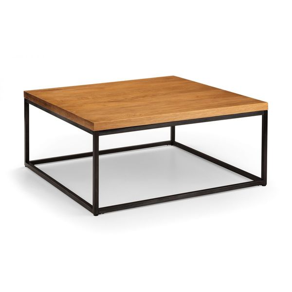 Julian Bowen, Brooklyn Square Coffee Table Rustic Oak & Gunmetal Frame