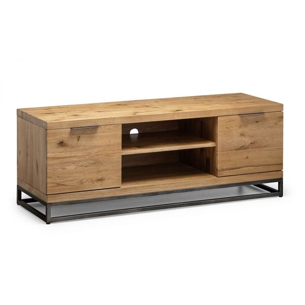 Julian Bowen, Brooklyn TV Unit Solid Oak & Gunmetal Frame