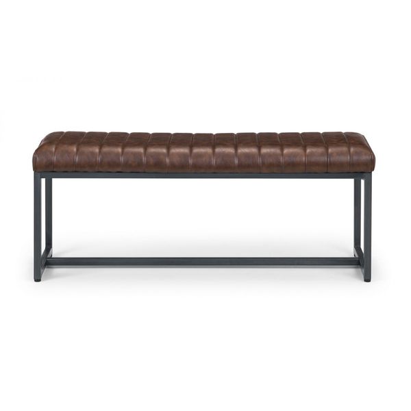 Julian Bowen, Brooklyn Upholstered Bench Seat Brown Faux Leather Metal Frame