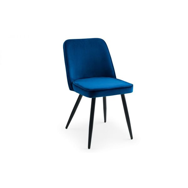 Julian Bowen, Burgess Dining Chair Blue Velvet Fabric Black Metal Legs