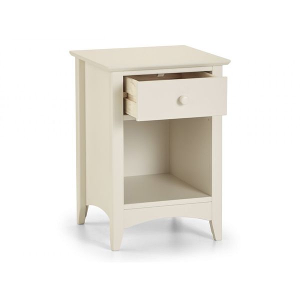 Julian Bowen, Cameo 1 Drawer Bedside Table Stone White