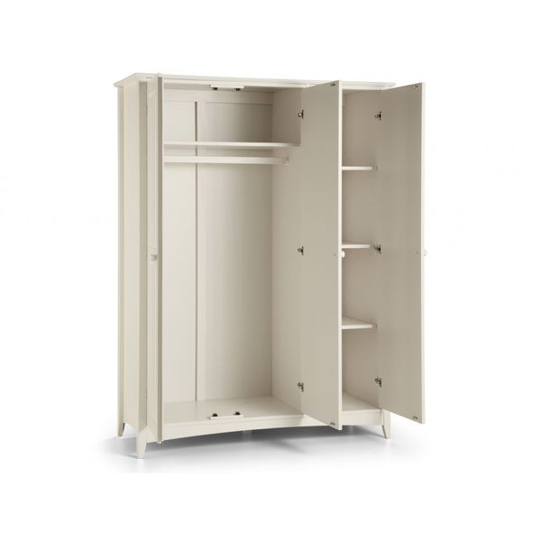 Julian Bowen, Cameo 3 Door Wardrobe Unit Stone White