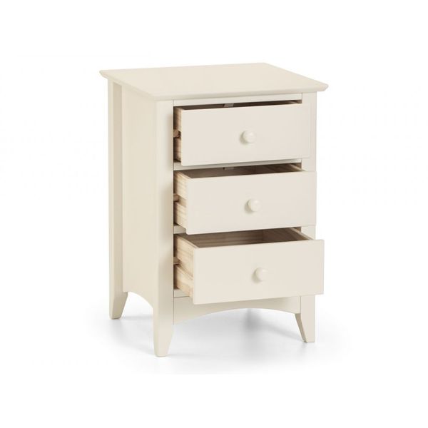 Julian Bowen, Cameo 3 Drawer Bedside Unit Stone White