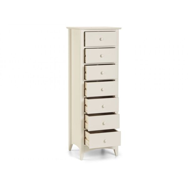 Julian Bowen, Cameo 7 Drawer Narrow Chest Unit Stone White