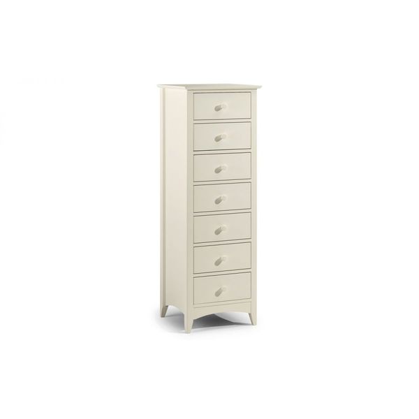 Julian Bowen, Cameo 7 Drawer Narrow Chest Unit Stone White