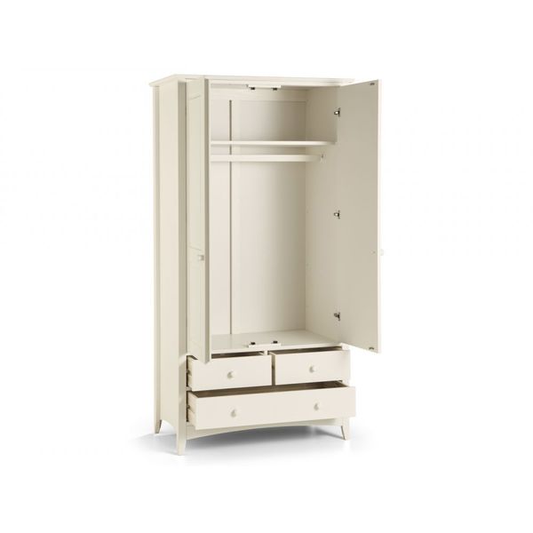 Julian Bowen, Cameo Combination Wardrobe with 3 Drawers Stone White