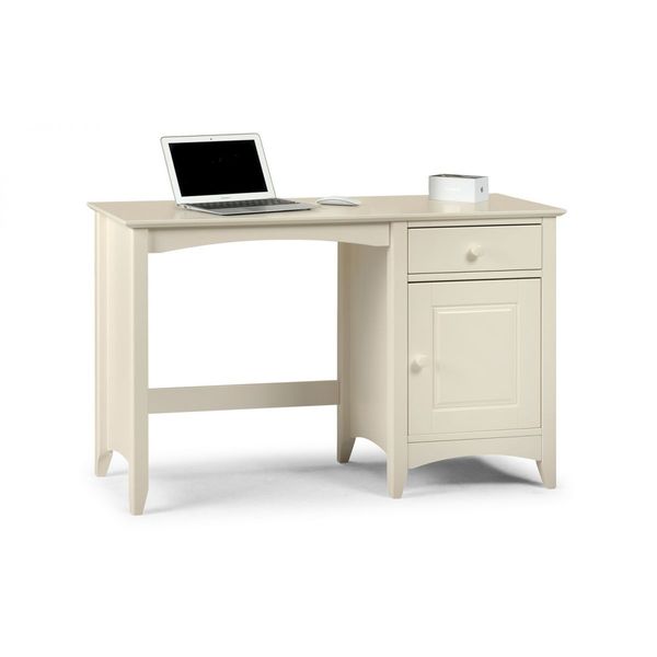 Julian Bowen, Cameo Desk with 1 Drawer & Cupboard Stone White