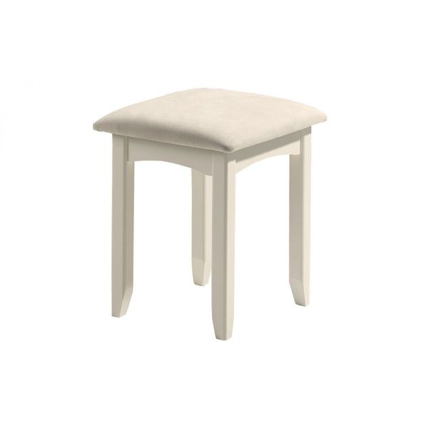 Julian Bowen, Cameo Dressing Stool Stone White with Ivory Faux Suede Seat Pad