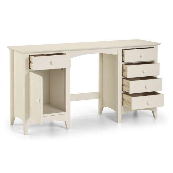 Julian Bowen, Cameo Dressing Table 5 Drawers & Cupboard Stone White