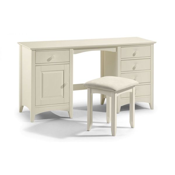 Julian Bowen, Cameo Dressing Table 5 Drawers & Cupboard Stone White