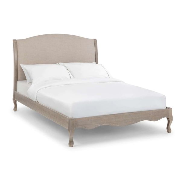 Julian Bowen, Camille Bed 135cm Double Limed Oak with Oatmeal Linen