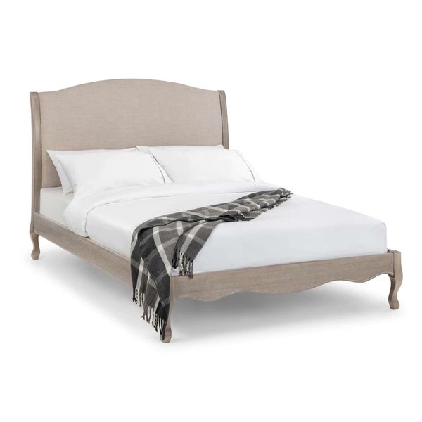 Julian Bowen, Camille Bed 135cm Double Limed Oak with Oatmeal Linen